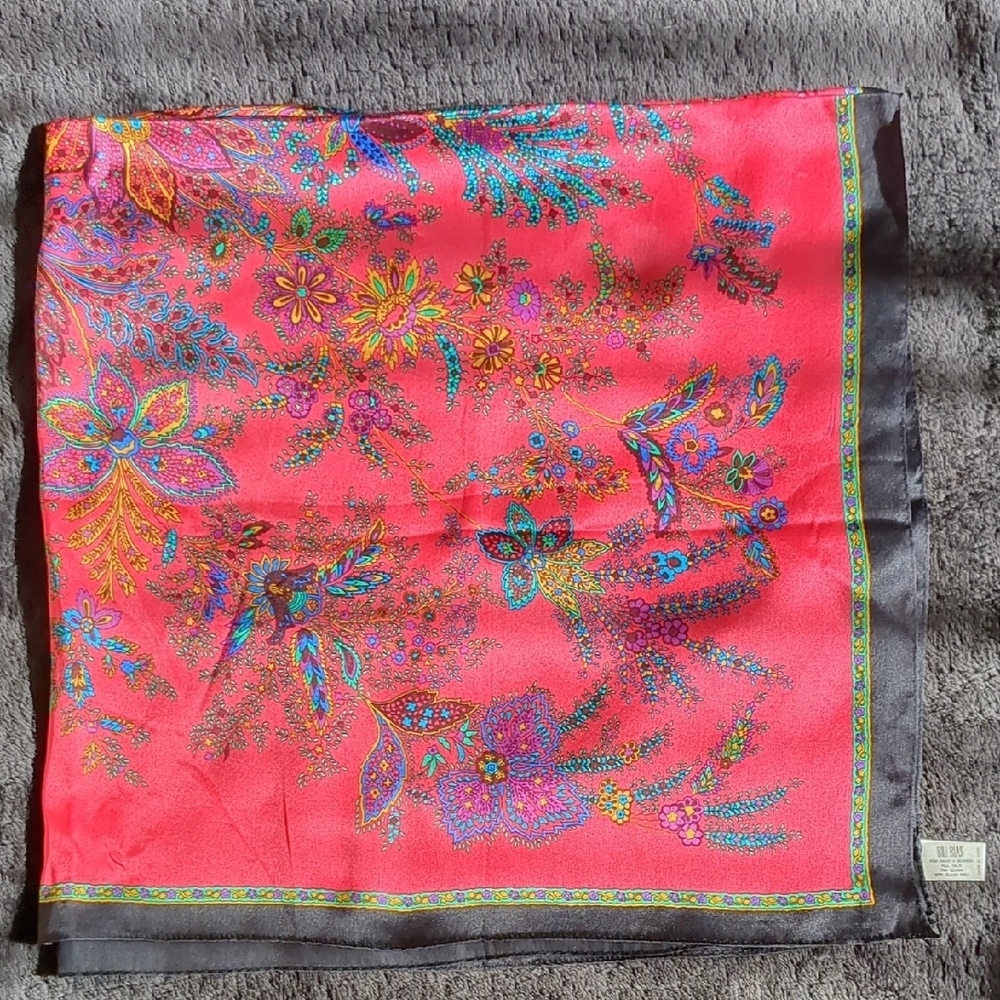 Bill Blass Vintage Floral Silk Scarf